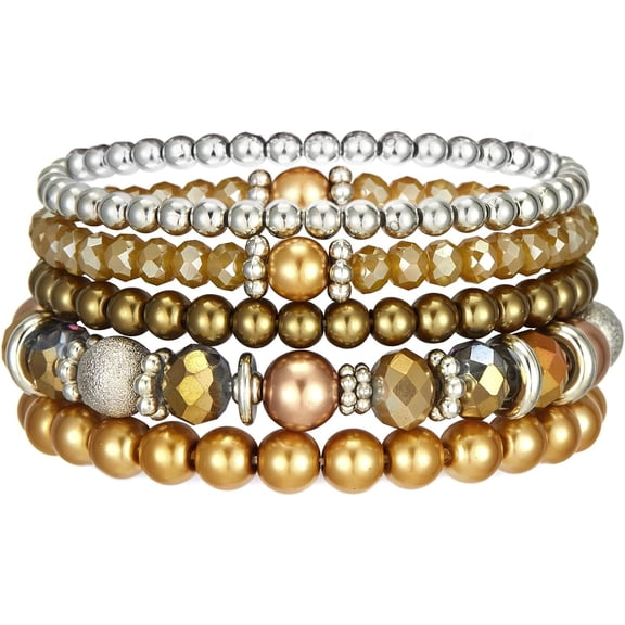 Soleilie Beaded Pearl Stretch Bracelet Silver Stackable Crystal BeaSoleilie Bracelets Trendy Costume Jewelry Mothers Day Gifts for Women