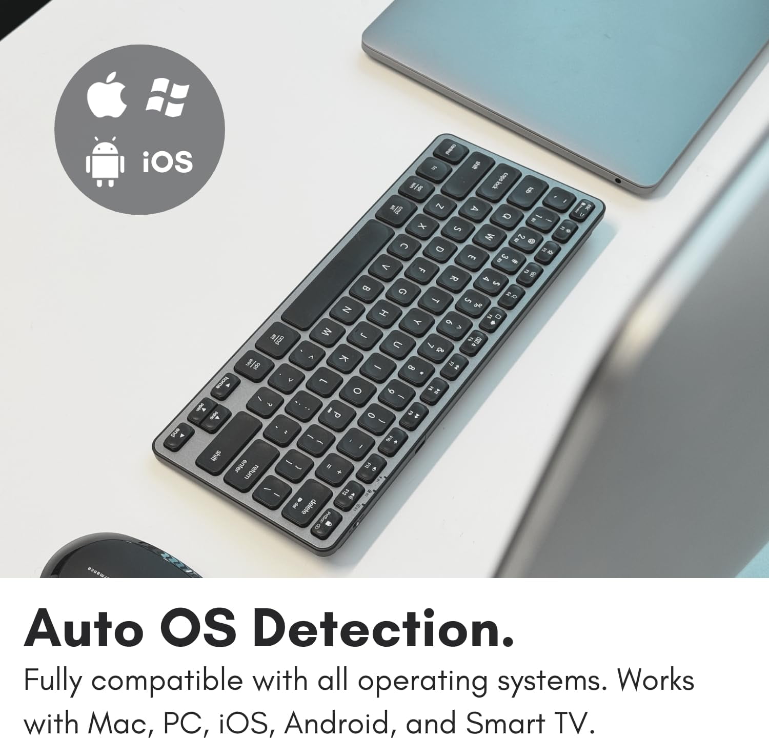 Macally Wireless Bluetooth Keyboard for Mac - Premium Multi Device Connectivity - Compatible Apple Keyboard for MacBook Pro/Air, iMac, Mac mini, iPad, Laptop, and PC