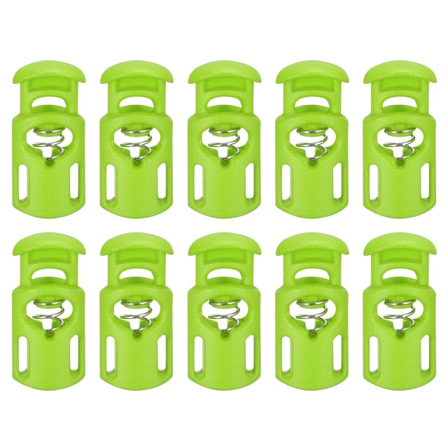 Unique Bargains 30Pack 5.5x3mm Cord Lock Plastic Single Hole Spring Toggle Stoppers, Green