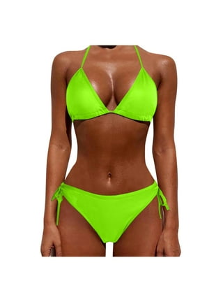 ALSLIAO Sexy Women G-String Underwear Bikini Set Bra Top Thong Lingerie  Swimwear Golden Brown 