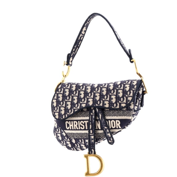 Pre-Owned Saddle Handbag Logo Embroidered Oblique Canvas Medium By Rebag