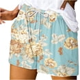 thumbnail image 2 of LOVZFMLL Shorts d'Été Imprimés pour Femmes avec Poches Bandage Pantalons Décontractés Bleu L, 2 of 3