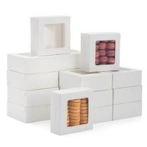 Juvale Bakery Boxes with Window - 6 x 6 x 2.5 in, White, 50 Count - Bulk Pastry & Dessert Boxes To Go & Treat Containers for Cupcakes, Cookies & Pastries