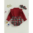 thumbnail image 4 of Suealasg Baby Girls Clothes 2Pcs Newborn Girl Spring Christmas Clothing Infant Girls Long Sleeve Snowflake Print Romper + Headband Set, 4 of 8