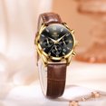 thumbnail image 4 of OLEVS Watches for Womens Brown Leather Strap Analog Quartz Rose Gold Fashion Casual Dress Multifunction Chronograph Diamond Date Waterproof Luminous Ladies Watches Relojes para Mujer, 4 of 15