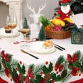 thumbnail image 2 of Christmas Tablecloth140*200cm , Large Holiday Table Cover with Holly Berry & Flower Pattern, Waterproof Indoor Outdoor Dining Table Decor, Perfect for Christmas Banquet, 2 of 5