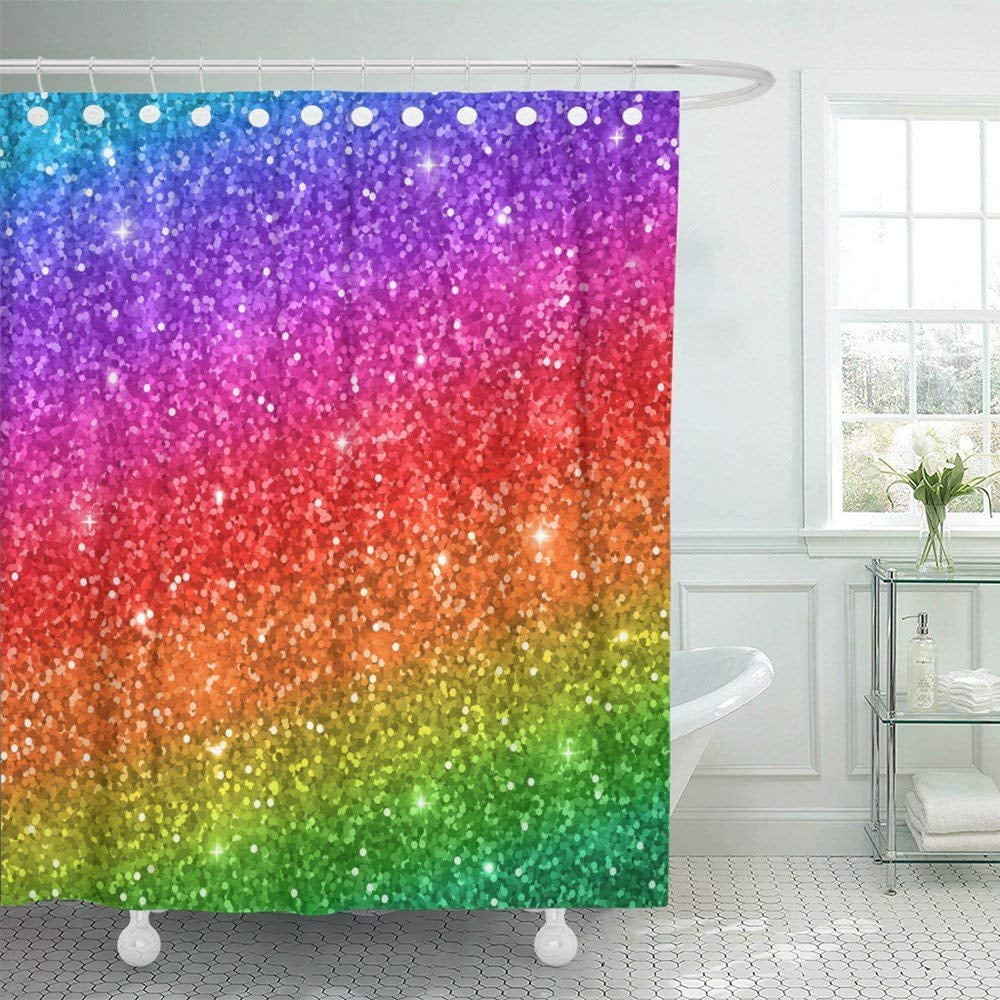 Glitter in Colorful Light 72X72" Bathroom Waterproof Fabric Shower Curtain Set 