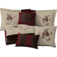 thumbnail image 4 of Chezmoi Collection Vienna 7-Piece Embroidered Floral Comforter Set (California King, Burgundy Taupe Brown), 4 of 5