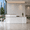 White/Left, variant on 86.6" White Modern Reception Desk with Left Counter, Built-in Power Outlets, LED Lighting, Lockable Drawers & Storage Shelves for Office, Salon & Lobby