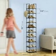 thumbnail image 3 of 10 Tier Narrow Metal Shoes Rack, Bug Hull Slim Stackable Shoes Shelf with Hooks, Shoe Tower for 10-12 Pairs Shoe and Boots Organizer, Black, 3 of 9