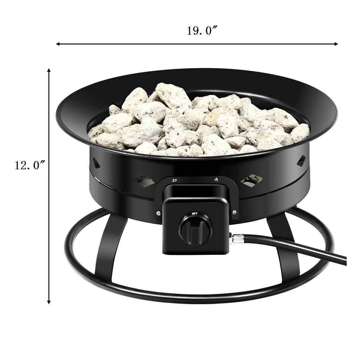 Costway Portable Fire Pit Outdoor 58,000 BTU Propane Patio Lava Rocks