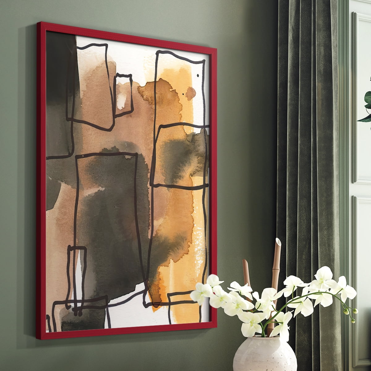 Retro Vibe I in Red Solid Wood 8 x 10 Framed Print