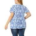 thumbnail image 3 of Agnes Orinda Women's Plus Size Tips Stripes Round Neck Short Sleeve Shirts Boho Summer Blouses, 3 of 6