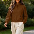 thumbnail image 4 of Horkkom Quarter Zip Pullover Women Solid Color Loose Casual Daily Tops Fall Mock Neck Sweatshirts with Pockets S, 4 of 8