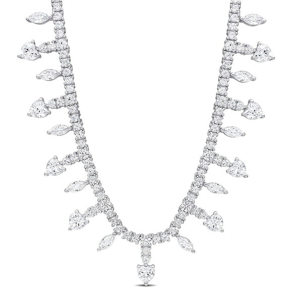 Everly Women's Created Sapphire Sterling Silver Tennis Necklace