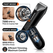 Manscape Dual-Speed 3 In 1 Body & Pubic Hair Trimmer for Men, IPX7 Waterproof Ball & Groin Shaver with LED Light, Electric Razor with Travel Pouch & USB Rechargeable, Gifts for Dad Husband Boyfriend
