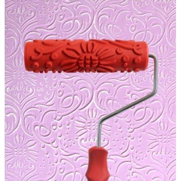 Rouleau de Peinture Décoratif en Caoutchouc 7 Pouces DIY avec Poignée en Plastique - Plus de 300 Motifs (Motif AB9)