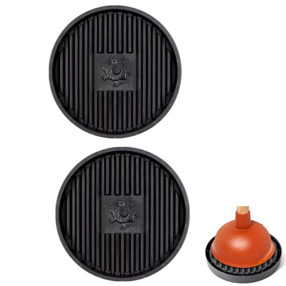 2 Pack Plunger Holder, Plunger Tray Air Drying Mat for Toilet Plunger, Plunger Holder Catches Drips, Toilet Plunger Holder for Bathroom (Black)