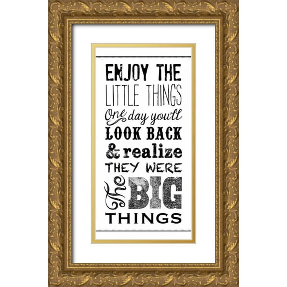 Longfellow Designs 9x14 Gold Ornate Wood Framed with Double Matting Museum Art Print Titled - Little Things BNW