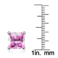 thumbnail image 2 of Sterling Silver 11ct Light Pink Cubic Zirconia 10mm Square Stud Earrings, 2 of 2