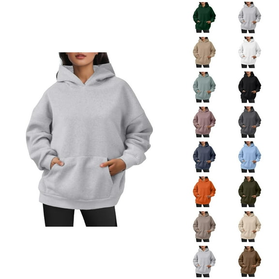 Womens Hoodie 2025 Fall Winter Oversized Blank Plain Basic Hoodies with Pocket Hooded Sweatshirt Hoodie Women Pullover
