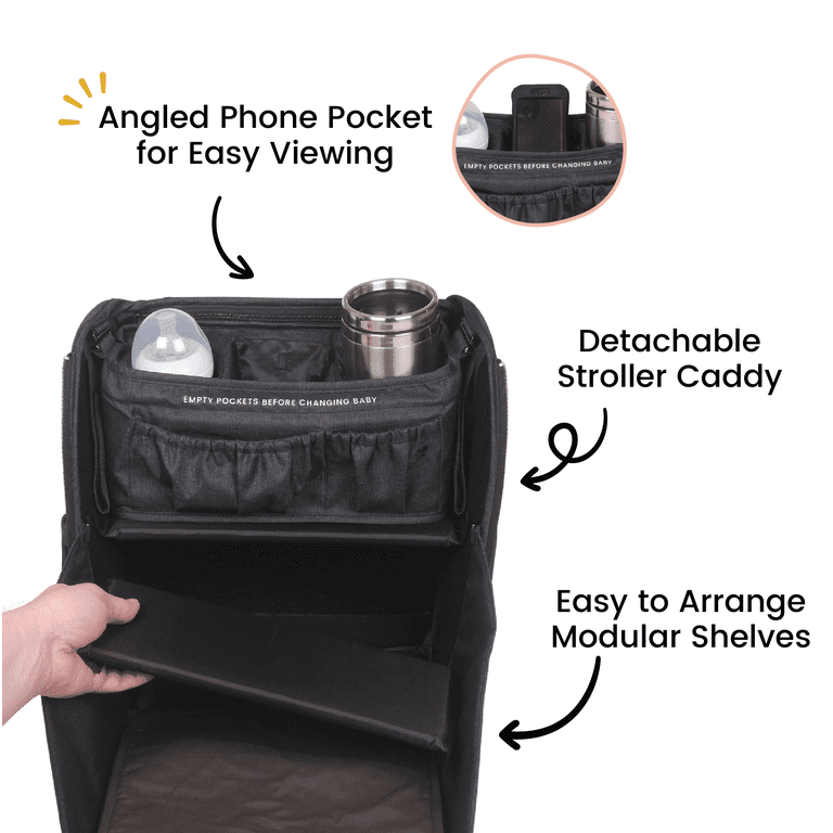 $145 NEW Lulyboo Diaper Bag/Changing Station Stroller Cady  + paci sterilizer Diaper Cubby in Black – Lulyboo main image 2