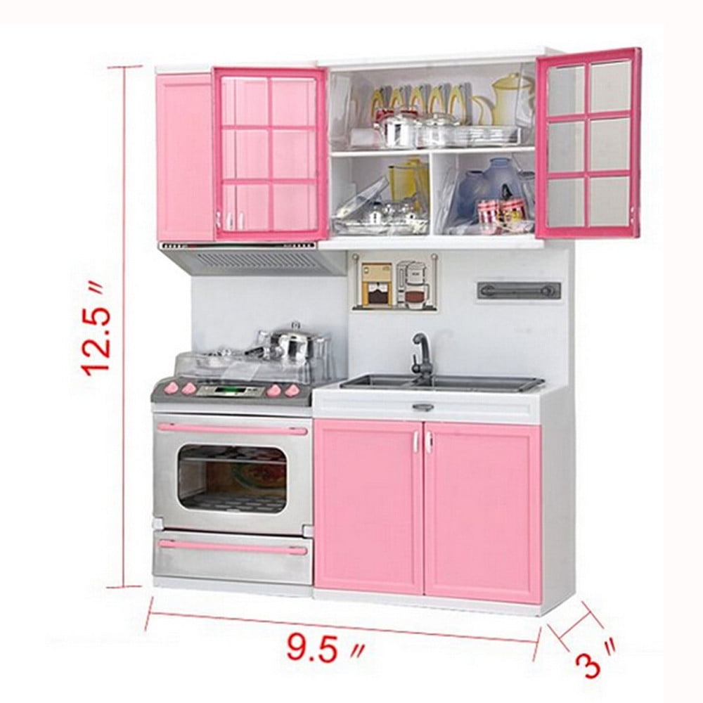 Mini Kitchen Pretend Play Cooking Set Cabinet Stove Toy for Kids Baby Children 