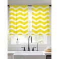 thumbnail image 3 of Yellow Moire Semi Sheer Window Curtains 54 Inches Long, Water Ripple Stripe Farmhouse Rod Pocket Voile Chiffon Curtain Light Filtering Drapes for Living Room, Kitchen, Bedroom, 52"x54", 2 Panels, 3 of 9