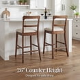 thumbnail image 3 of Best Choice Products Counter-Height Farmhouse Stools, Solid Wood  w/ Cushion & Backrest, Set of 2 - Chestnut/Cream, 3 of 8