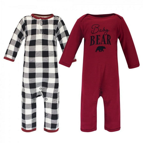 Touched by Nature Baby Unisex Holiday Pajamas, Baby Bear, 0-3 Months