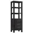 thumbnail image 2 of Leon 72"H Solid Wood Bath Linen Storage Cabinet in Fir Wood Black, 2 of 11
