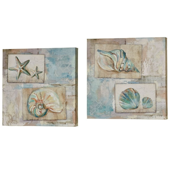 Seaside Gifts Coastal Canvas Wall Art Multi Cool Set of Two 2