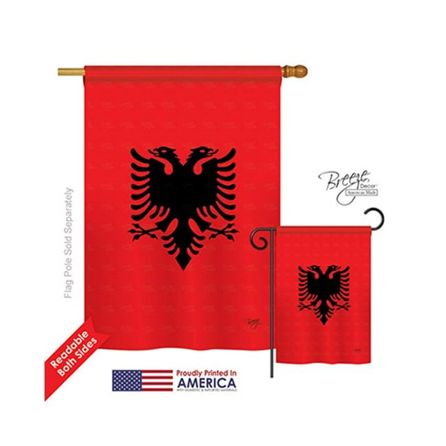 Breeze Decor 08222 Albania Drapeau de Maison à Double Impression Verticale - 28 x 40 Po.
