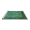 thumbnail image 2 of Ahgly Company Machine Washable Indoor Square Oriental Turquoise Blue Traditional Area Rugs, 5' Square, 2 of 4