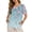 Blue Cherry Blossom, variant on Blue Turtle Starfish Print Women's Cotton Linen Tunic Tops Dressy Casual Blouses Novelty Summer Outfits Decorative Buttons Plus Size Short Sleeve Shirts, XL
