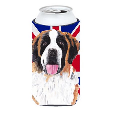 

Saint Bernard With English Union Jack British Flag Tall Boy bottle sleeve Hugger - 22 To 24 Oz.