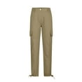 thumbnail image 4 of XFLWAM Women's Cargo Jogger Pants Casual Elastic High Waist Sweatpants Tapered Fatigue with Pockets Khaki XL, 4 of 6