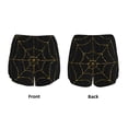 thumbnail image 3 of Yiaed Golden Spider Web Print Women's Running Shorts with Liner 3 Zipper Pockets Elastic Workout Athletic Gym Yoga Shorts-Medium, 3 of 7