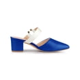thumbnail image 3 of BLISSFUL STEP Outfit Women's Pointy Toe Block Heel Dress Mules Pumps Blue White 8, 3 of 6