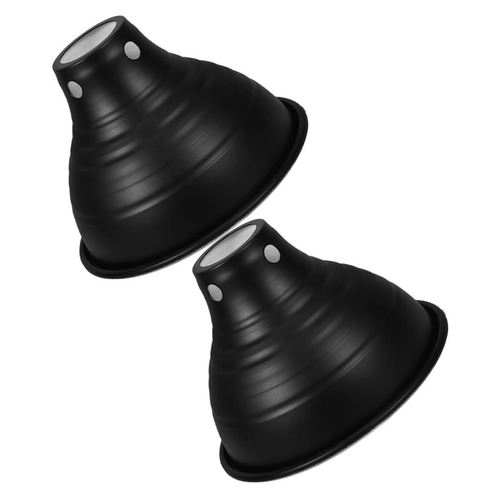 OULII 2-Pack Black Reptile Lamp Dome Covers with High Efficiency Heat and Light Reflection for Terrariums