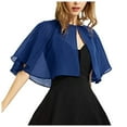 thumbnail image 3 of Ticikt Women Chiffon Cape Shrug, Single Button Short Sheer Bolero Shawl, Lightweight Dress Cover Up Capelet,BU2, 3 of 4