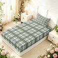thumbnail image 4 of Manfei Green White Plaid Twin Sheets,Vintage Check Bedding,3 Pieces,1 Flat Sheet,1 Fitted Sheet and 1 Pillowcase, 4 of 6