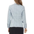 thumbnail image 3 of MODA NOVA Juniors Notched Lapel Long Sleeve Button Denim Jacket with Pockets, 3 of 6