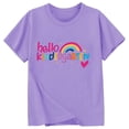 thumbnail image 2 of School Uniform Tshirts Children Letter Graphic T Shirt Short Sleeve Crewneck Top Girls T Shirts Purple 10-11 Years, 2 of 3