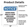 thumbnail image 2 of (2 Pack) Enter Pond Area At Your Own Risk OSHA Notice Sign 18 Inch X 24 Inch Vinyl Label Decal Sticker Weather Resistant, UV Protected for Workplace, Business, and Construction Site,, 2 of 7