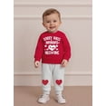 thumbnail image 6 of BemeyourBBs Toddler Baby Boys Girls Valentines Day Outfit Spring Fall Winter Clothes Mommy is My Valentine Letters Printed Long Sleeve Pullover Sweatshirt Jogger Pants Set Sweatsuit, 6 of 9