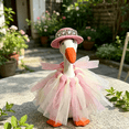 thumbnail image 6 of RUINIXCW 7 Inch Desk Goose Outfits Desk Duck Outfit Mini Porch Goose Outfit for Desk Goose Figurine Summer Desktop Goose Clothes Pink Tulle Princess Dress and Hat and Hat Set (No Goose), 6 of 9