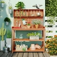 thumbnail image 2 of FFZ Topmax 65" Large Wooden Farmhouse Rustic Outdoor Potting Bench Table, Natural, 2 of 6