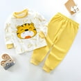 thumbnail image 2 of NIEWTR Unisex Toddler Baby Boy Girl Spring Fall Winter Clothes Long Sleeve T-Shirt Tops+Pants Two Piece Contrast Color Outfit 2PC Long Sleeve Pajamas Set 3 6 9 12 18 24 Months 2T 3T，6-12 Months, 2 of 4
