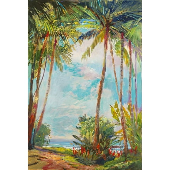 Path To Paridise I Beautiful Oceanside Palm Tree Landscape; One 24x36in Poster Print
